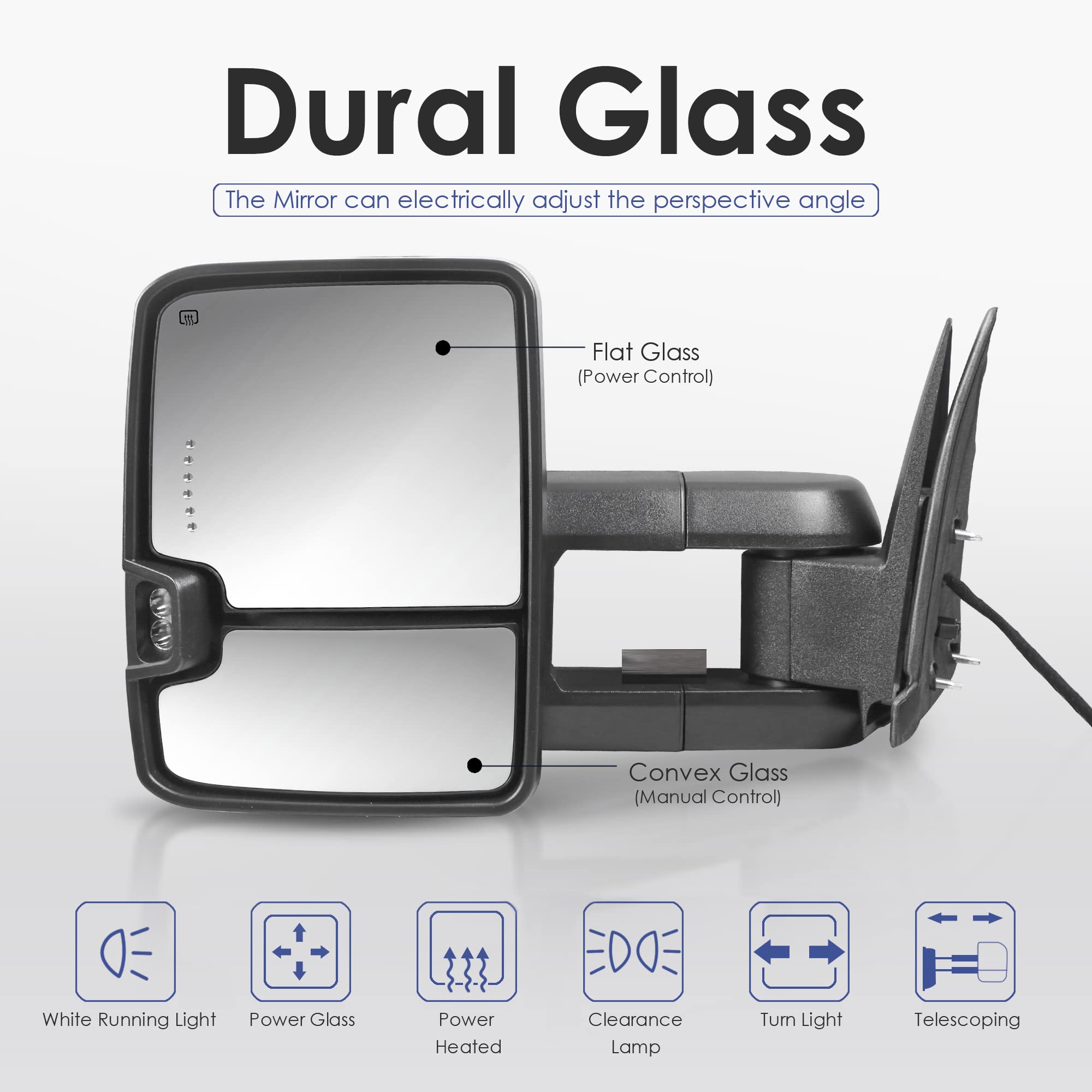MOSTPLUS Heated Power Towing Mirrors with Sequential Turn Signal & Clearance Lamps - Compatible with 2003-2006 Chevy Silverado Suburban Tahoe & GMC Sierra Yukon - Chrome Finish (Pair) - Perfect for Winter Towing & Enhanced Night Visibility