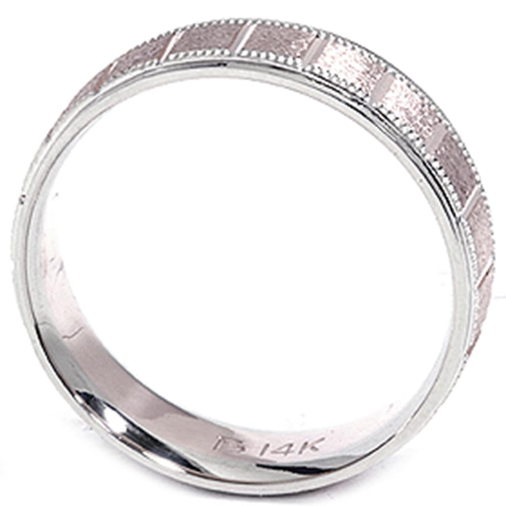 Elegant White & Rose Gold Textured Milgrain 6mm Wedding Band Ring for Women - Perfect for Bridal, Anniversary, and Special Occasion Jewelry Gifts