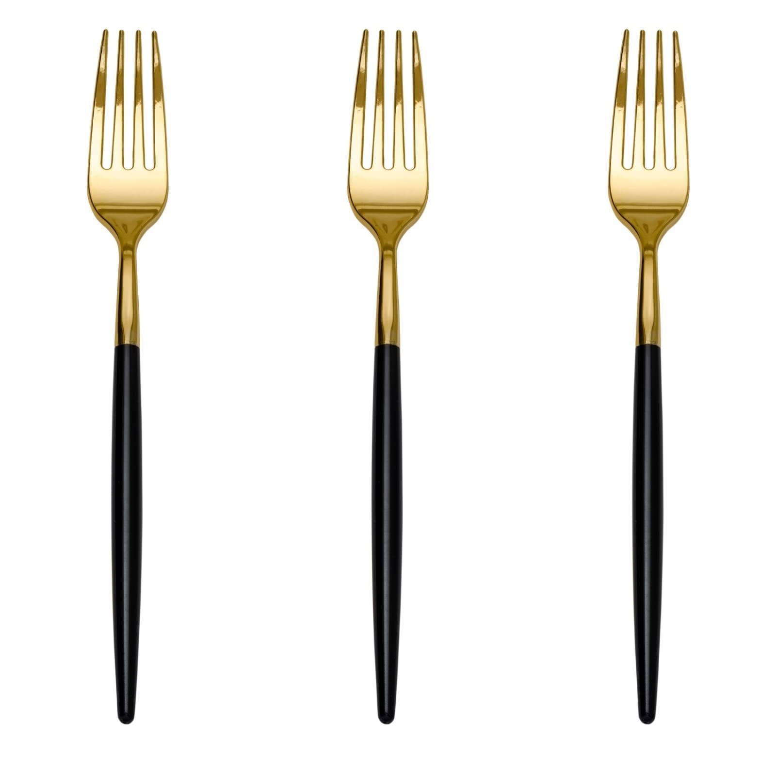 Trendables 120-Pack Heavy Duty Disposable Plastic Forks - Elegant Black & Gold Two-Tone Utensils for Weddings, Parties, Catering & Events | Durable Plastic Silverware for Home, Office & Outdoor Use