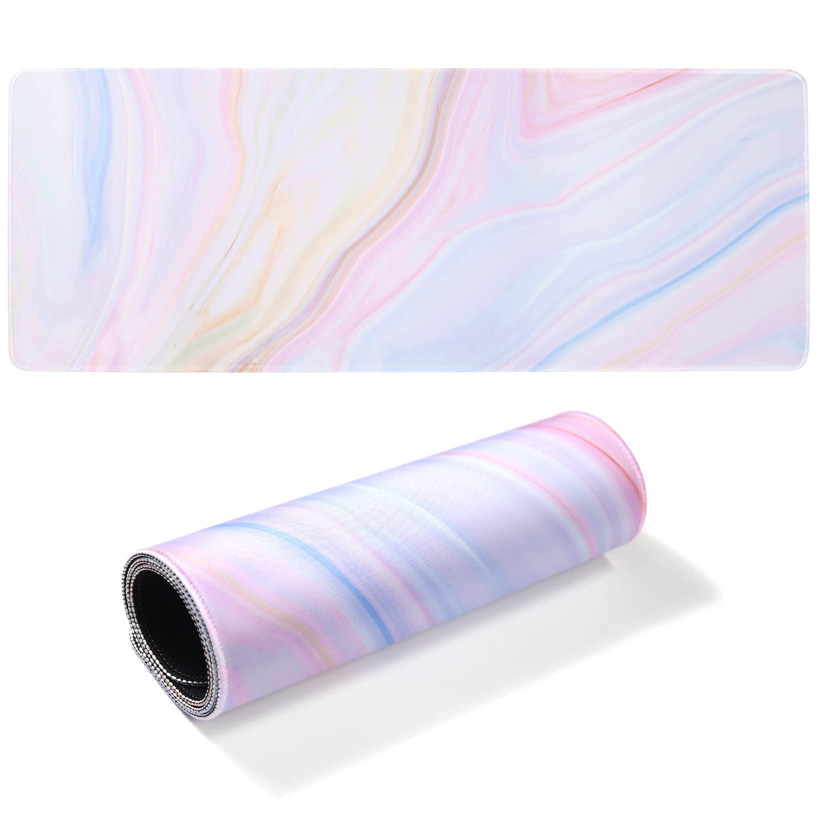 Extra Large Marble Gaming Mouse Pad - 31.5''x11.8''x0.12'' Oversized Desk Mat for Keyboard & Laptop, Non-Slip Office Work Surface - Perfect for PC Gaming, Home Office & Workspace Setup (Marble Design)