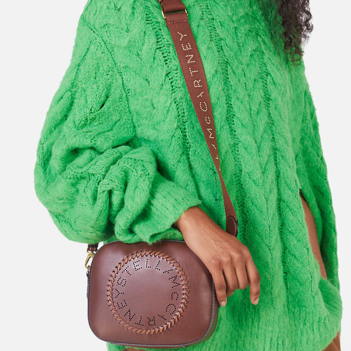 Stella Logo Camera Bag with Whip/Stud Strap in Cognac - Stylish Crossbody Bag for Photographers & Travel Enthusiasts | Perfect for Everyday Use, Travel & Photography Adventures