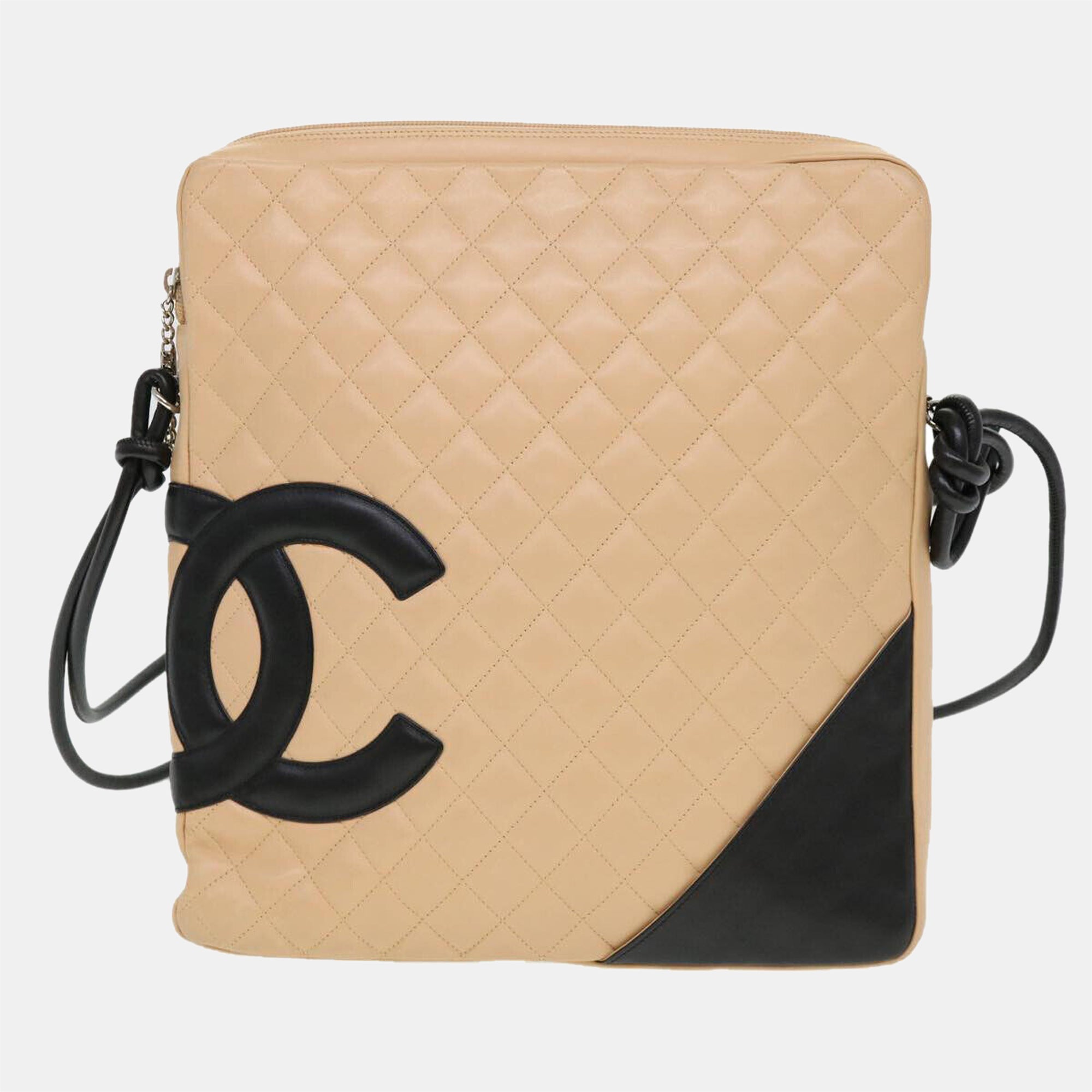 Luxury Beige Leather Cambon Ligne Shoulder Bag for Women | Elegant Crossbody Purse | Perfect for Work, Travel & Everyday Use