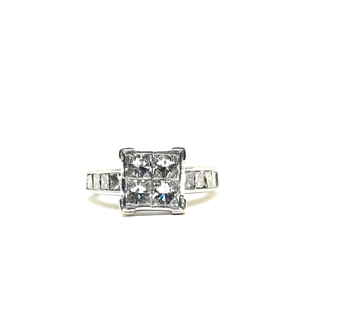 14K White Gold 3 Carat Total Weight (CTW) Quad Diamond Engagement Ring for Women - Perfect for Weddings, Anniversaries & Special Occasions