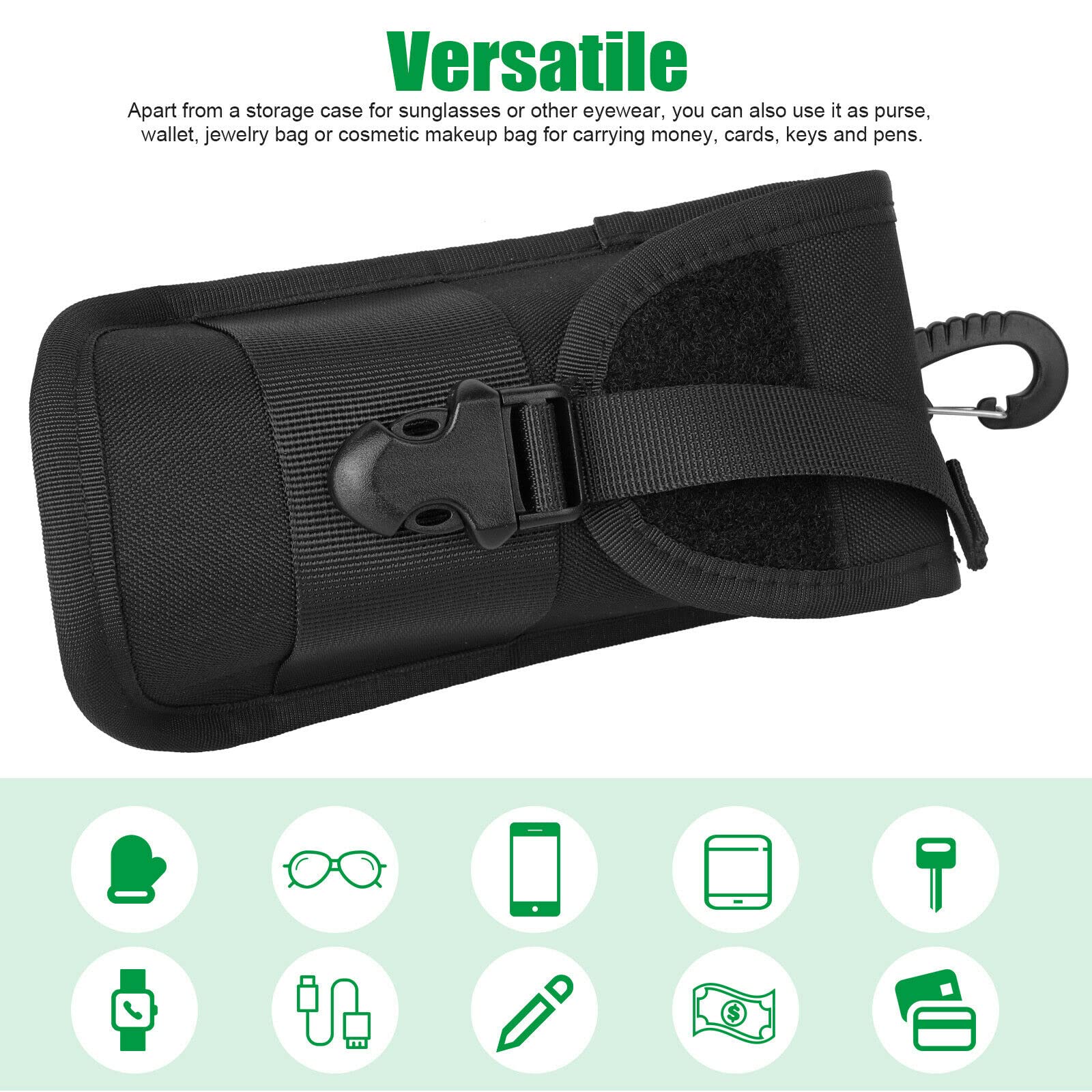 BRAVECOW 1000D Nylon Hard Shell Eyeglasses Case with Buckle - Shockproof Sunglasses Protective Box for Outdoor Travel, Hiking & Daily Storage | Portable Glasses Holder for Men & Women
