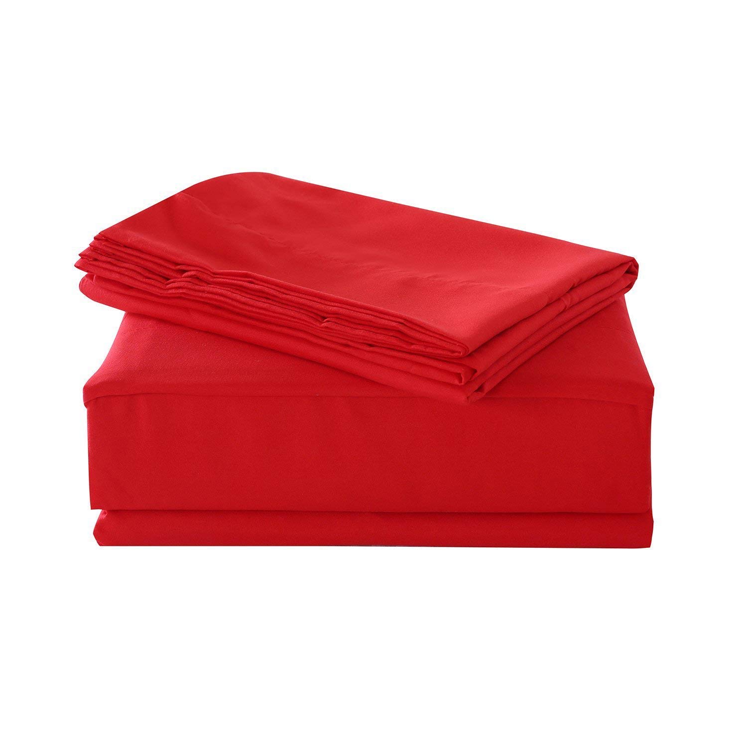 Luxury 100% Egyptian Cotton Twin XL Sheet Set - 400 Thread Count, Deep Pocket Fits 10-12 Inch Mattress, Soft Breathable Linen, Red Solid Color - Perfect for Dorm Rooms, Guest Beds & Cozy Sleep