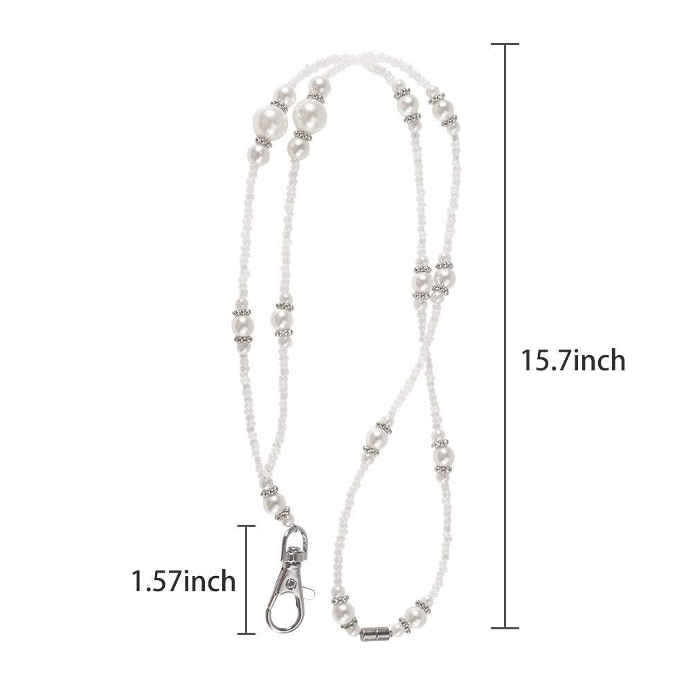 Pearl Beaded Keychain Lanyard for Keys, Phone & ID Badge - Stylish & Practical Accessory