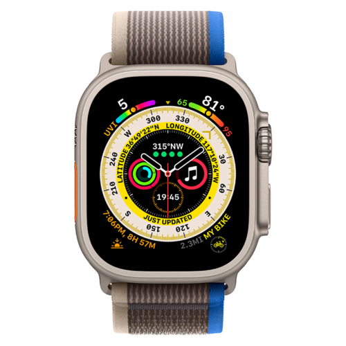 Apple Watch Ultra 49mm GPS + Cellular Titanium Case with Blue/Gray Trail Loop Band - MQF33LL/A | Smartwatch for Outdoor Adventures, Fitness Tracking & Daily Wear