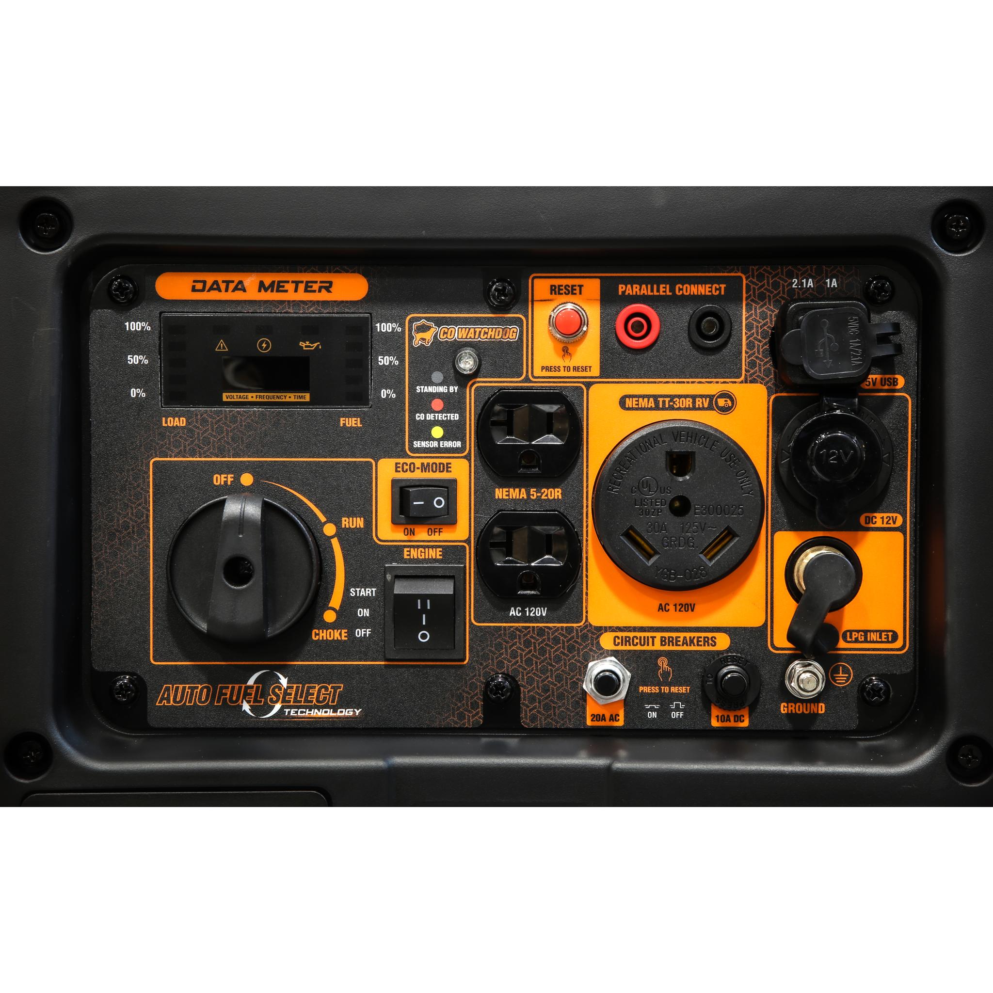 WEN DF400iX 4000W Super Quiet Dual Fuel Portable Inverter Generator - RV Ready with Electric Start, Fuel Shut Off & CO Sensor - Perfect for Camping, Home Backup & Outdoor Power Needs