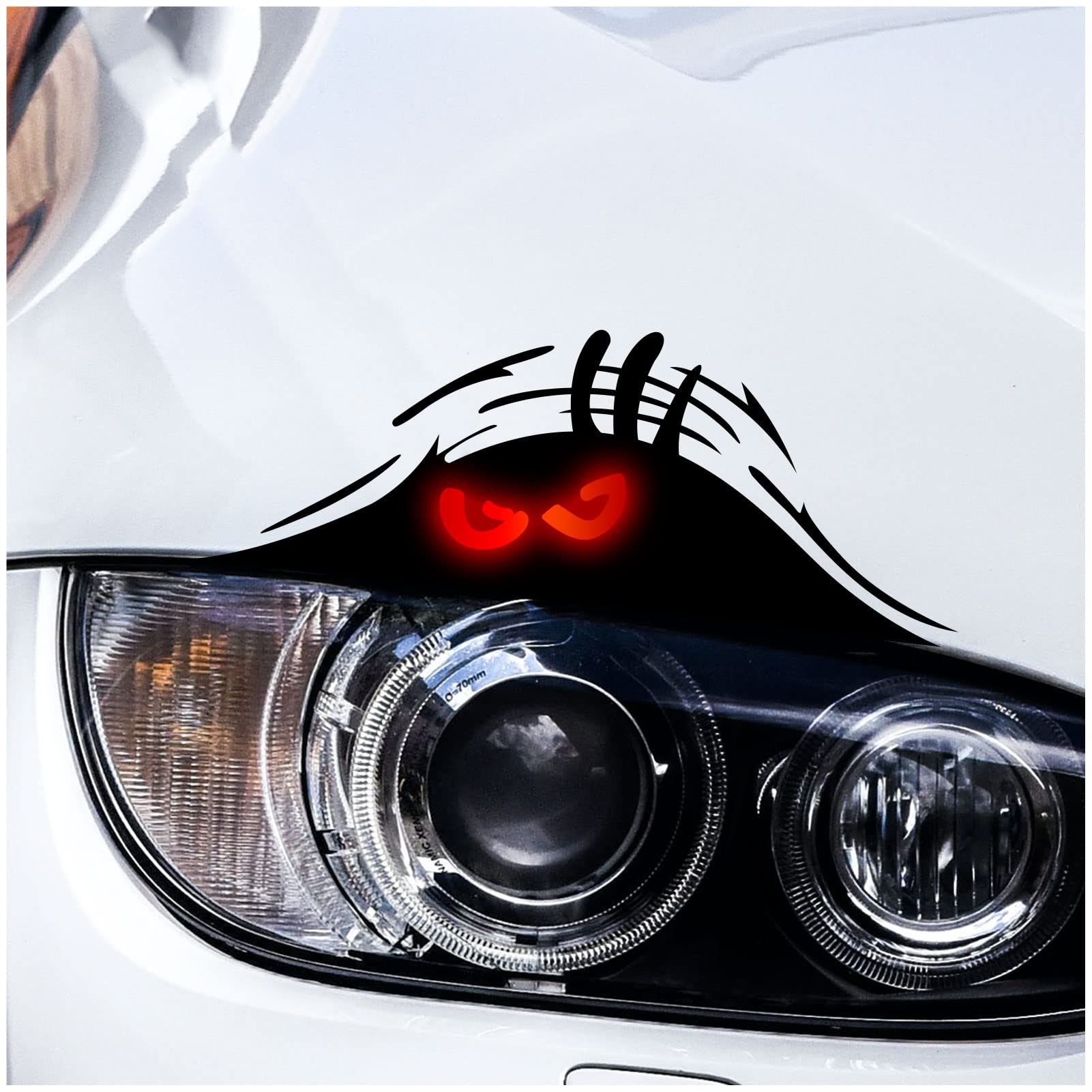 Funny Peeking Monster Car Decal - Reflective Waterproof Vinyl Sticker for Cars, Trucks & SUVs - Self-Adhesive Exterior Accessories for Hood, Door & Bumper - Perfect for Sports Cars & Personalization (Red Eyes) - Great for Car Enthusiasts, Gifts & Customizing Your Ride