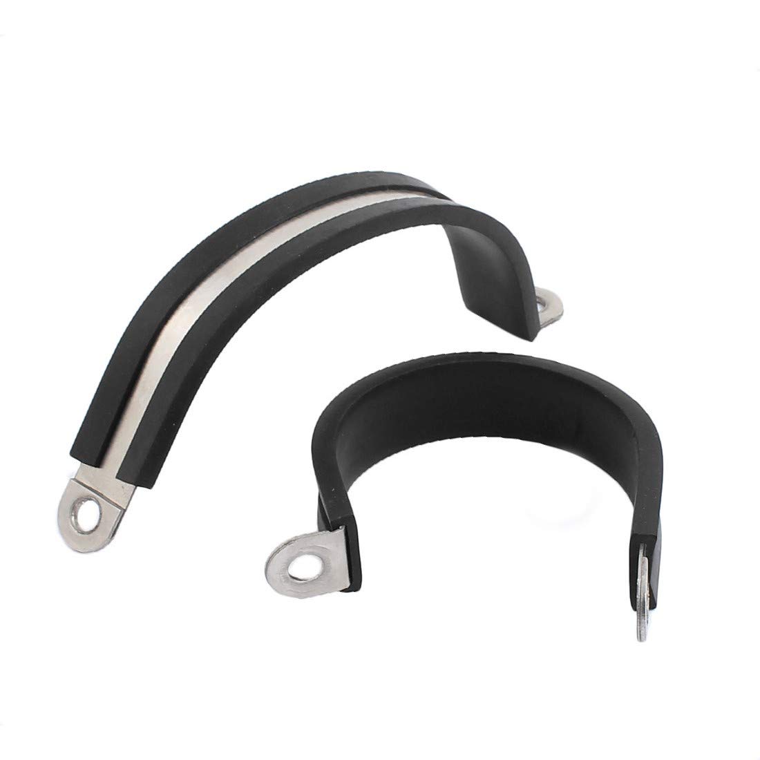 5Pcs 42mm Stainless Steel R-Shaped Tube Pipe Clamps with Rubber Lining - Heavy Duty Cable Clips for Plumbing, Automotive, and Electrical Wiring Organization