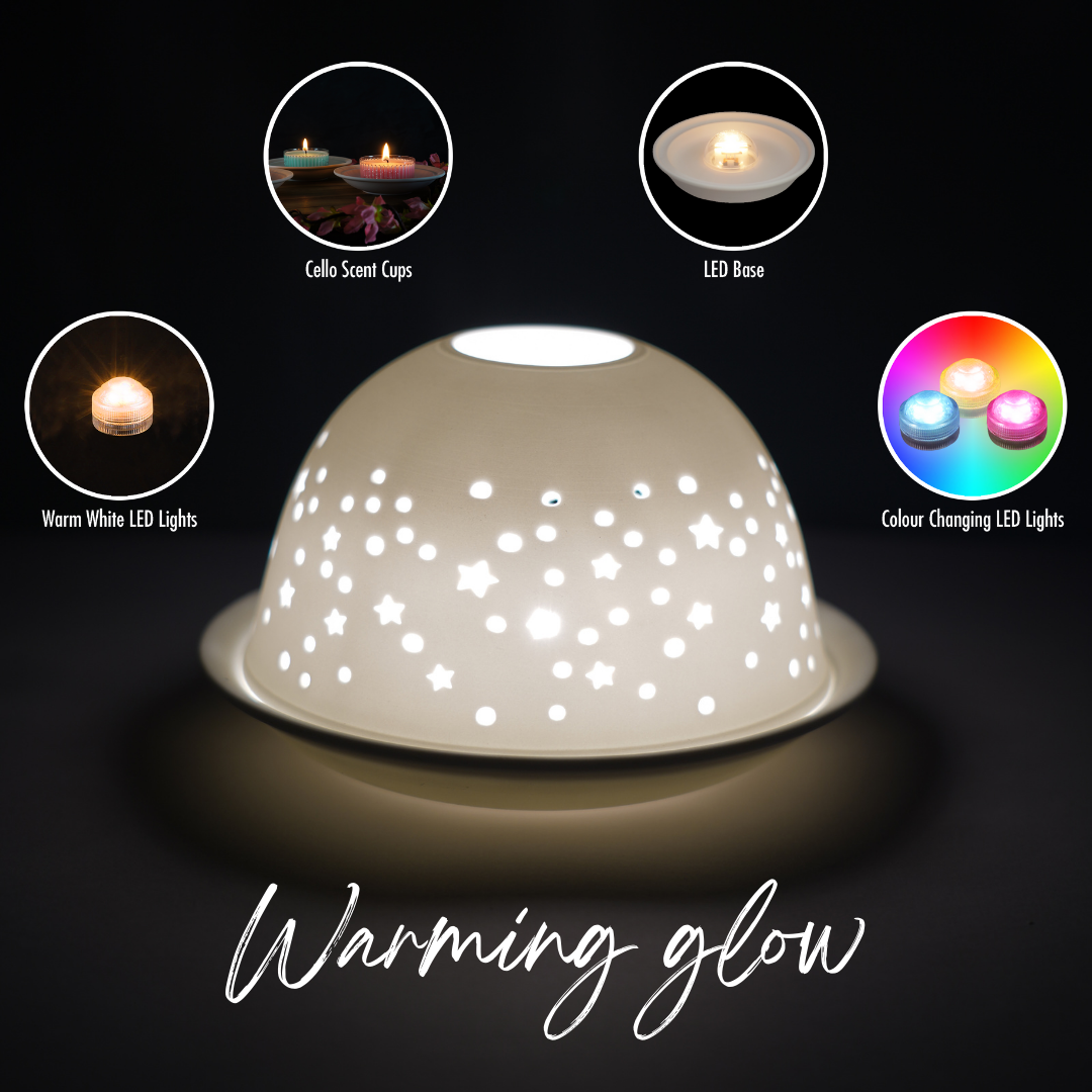 Starry Glass Tealight Candle Holder Dome - Romantic Decor for Weddings, Parties & Home Ambiance