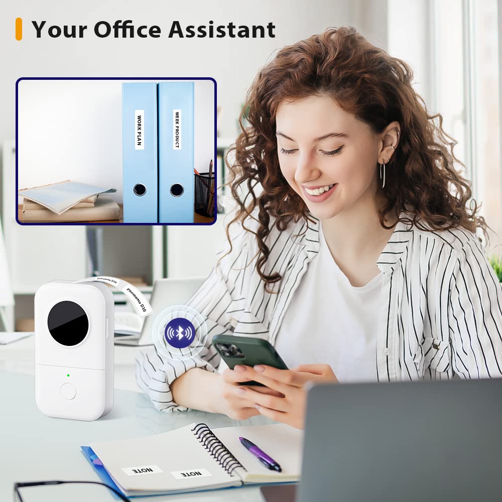 Phomemo D30 Bluetooth Label Maker - Wireless Mini Thermal Label Printer for Home & Office, Rechargeable Portable Labeling Machine Compatible with Smartphones & Tablets | Organize Storage, Pantry, Files & More