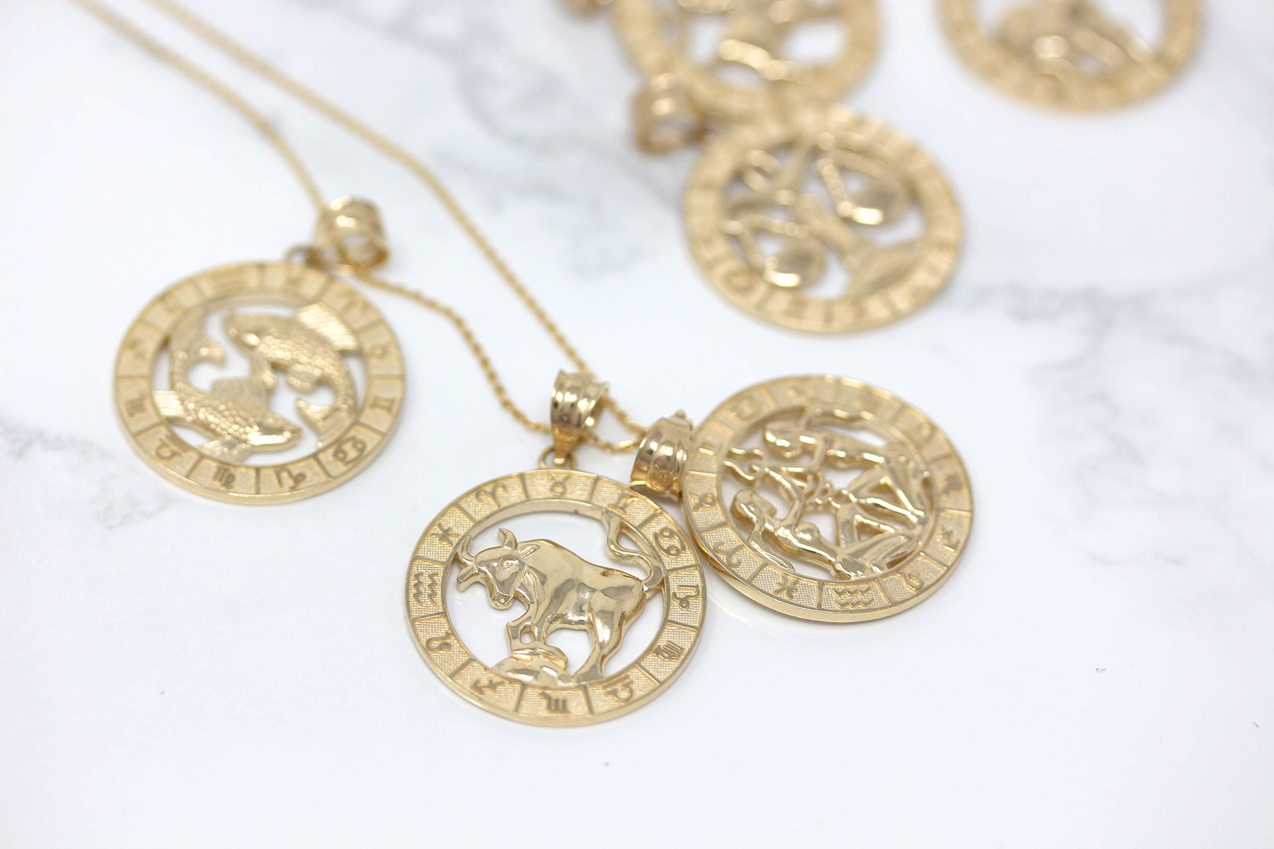 10K Yellow Gold Zodiac Pendant Necklace - Elegant Horoscope Jewelry for Women, Perfect Gift for Birthday, Anniversary & Everyday Wear
