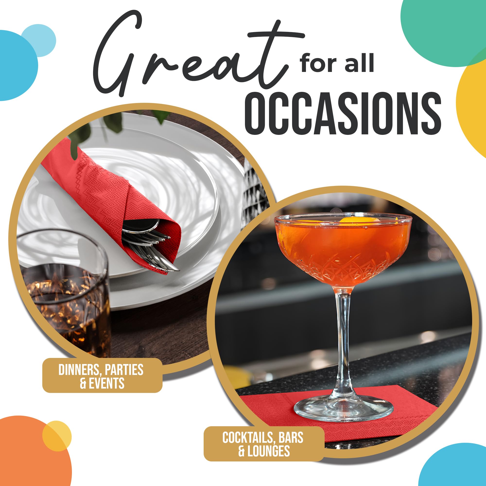 100 Pack Red Disposable Paper Napkins - 2 Ply Party Napkins for Beverage, Cocktail & Everyday Use - Perfect for Weddings, BBQs, Birthday Parties & Holiday Gatherings