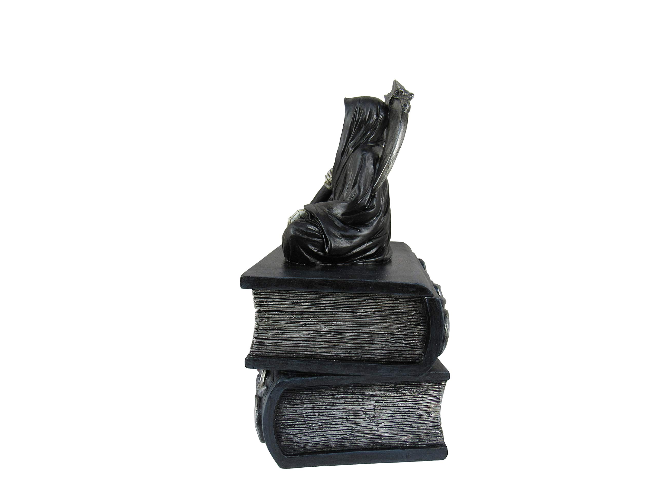 DWK Grim Reaper Halloween Decor Box with Lid - 8 Inch Gothic Bookshelf & Jewelry Storage | Perfect for Spooky Home Decor, Goth Accessories Organization, and Halloween Party Decoration