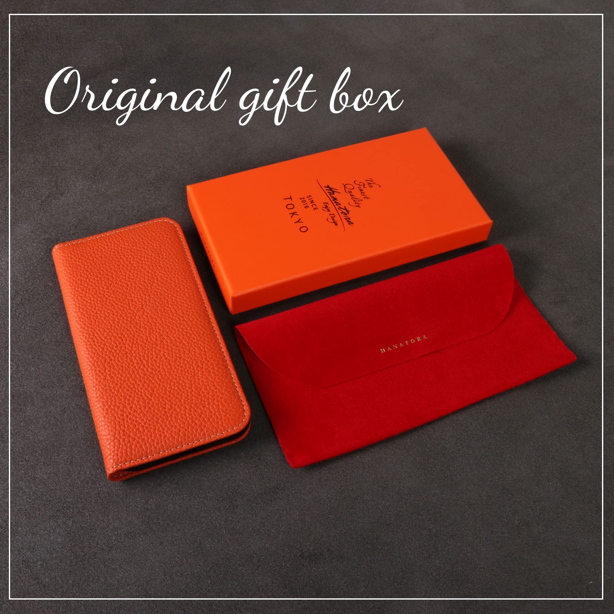 Genuine Leather Flip Case for iPhone 13 Pro with Card Holder - Japanese Style Premium Quality Phone Cover (No Magnets) - Perfect for Business, Travel & Everyday Use - PH-13Pro-Orange