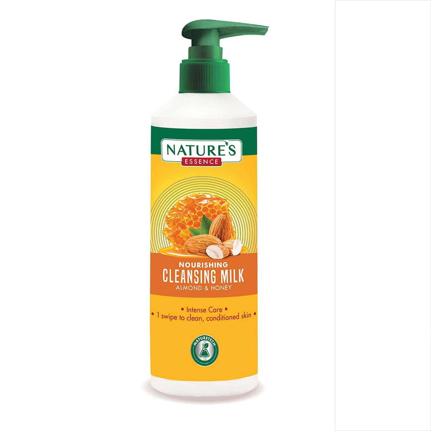 NATURE'S ESSENCE Nourishing Cleansing Milk with Almond & Honey - 400ml | Gentle Face Wash for Dry & Sensitive Skin | Daily Skincare Routine & Makeup Removal
