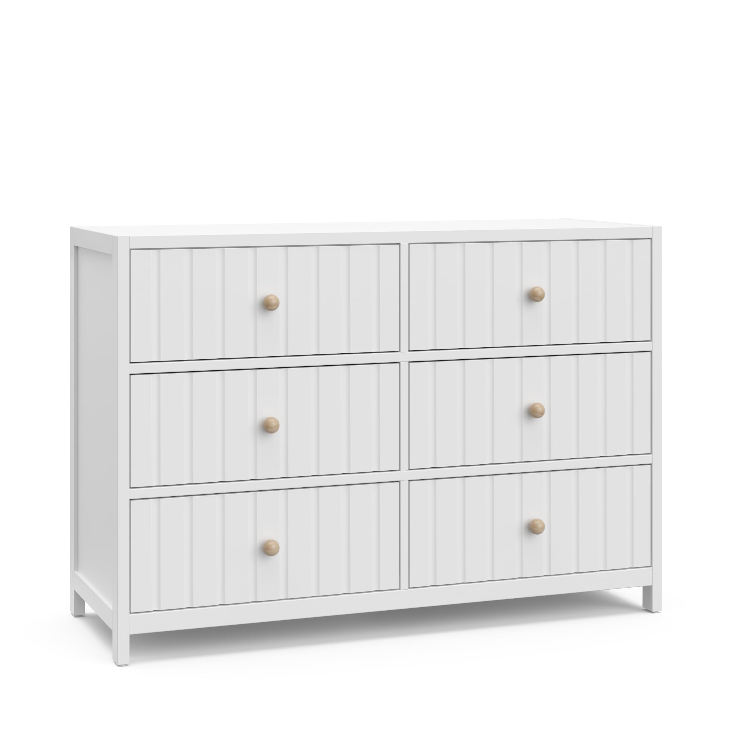 Graco Teddi 6-Drawer Double Dresser in White | GREENGUARD Gold Certified Nursery Furniture with Interlocking Drawer System & Pre-Installed Tracks | Includes 2 Knob Sets for Customization | Perfect for Baby Rooms, Kids Bedrooms & Nursery Storage Solutions
