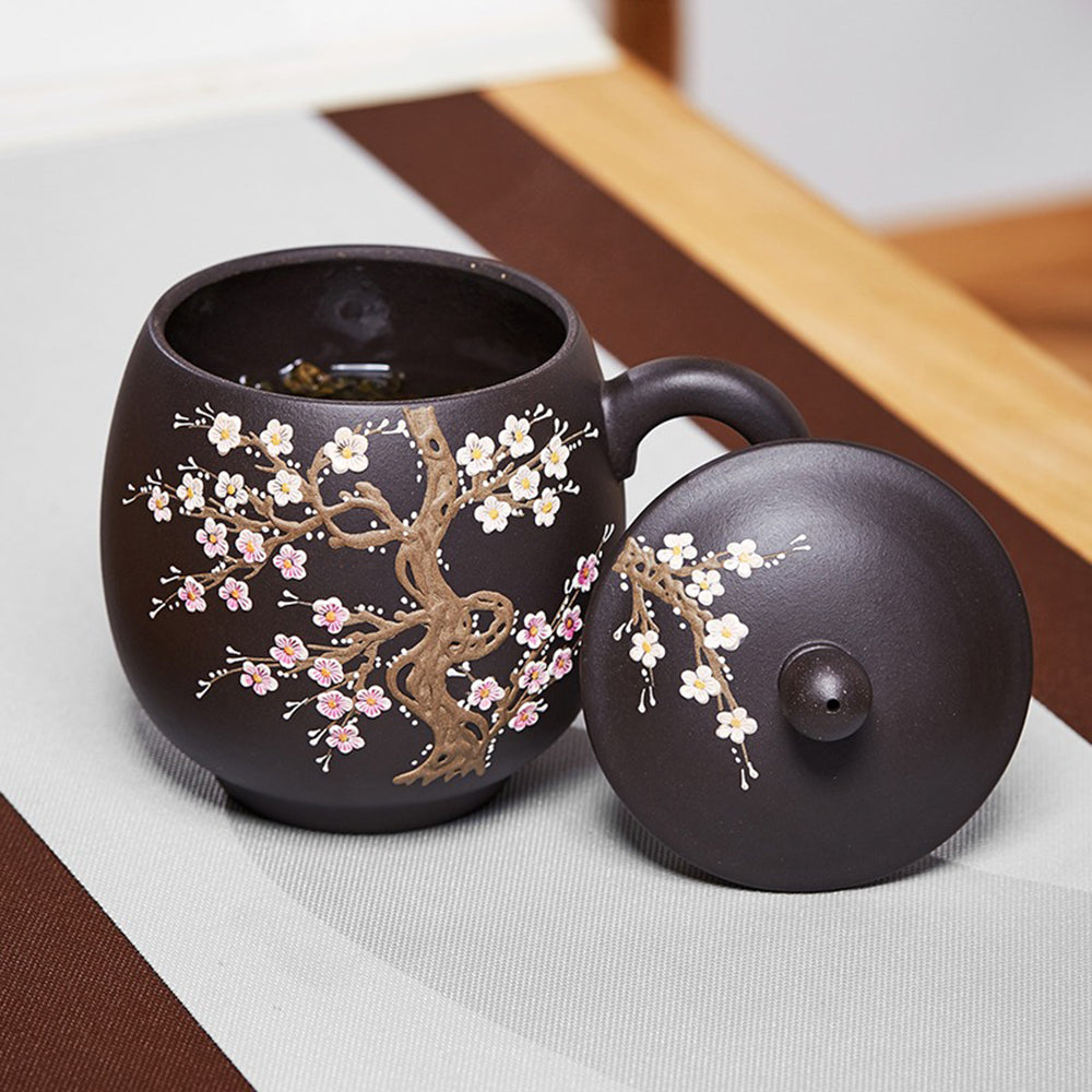 Purple Clay Color Changing Plum Blossom Tea Cup - Handmade Ceramic Mug for Hot & Cold Drinks - Perfect for Tea Lovers, Office Use & Gift Giving