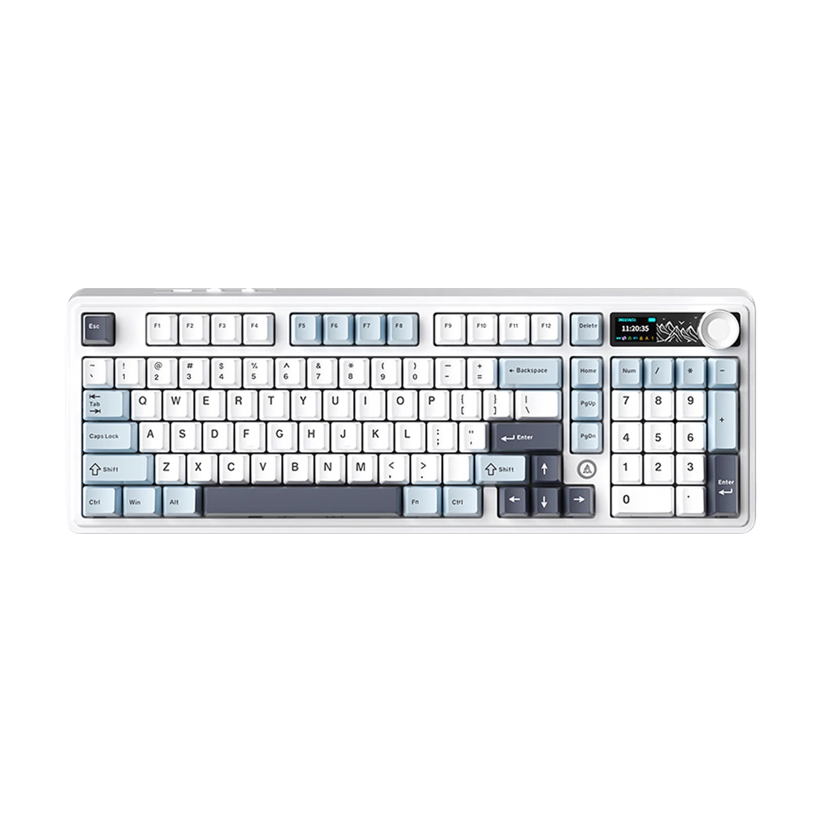 **Ajazz AK980 Silent Blue White Blue Mechanical Keyboard with Screen - RGB Backlit, Wired & Wireless, Mute Switch - Perfect for Gaming, Office & Typing**