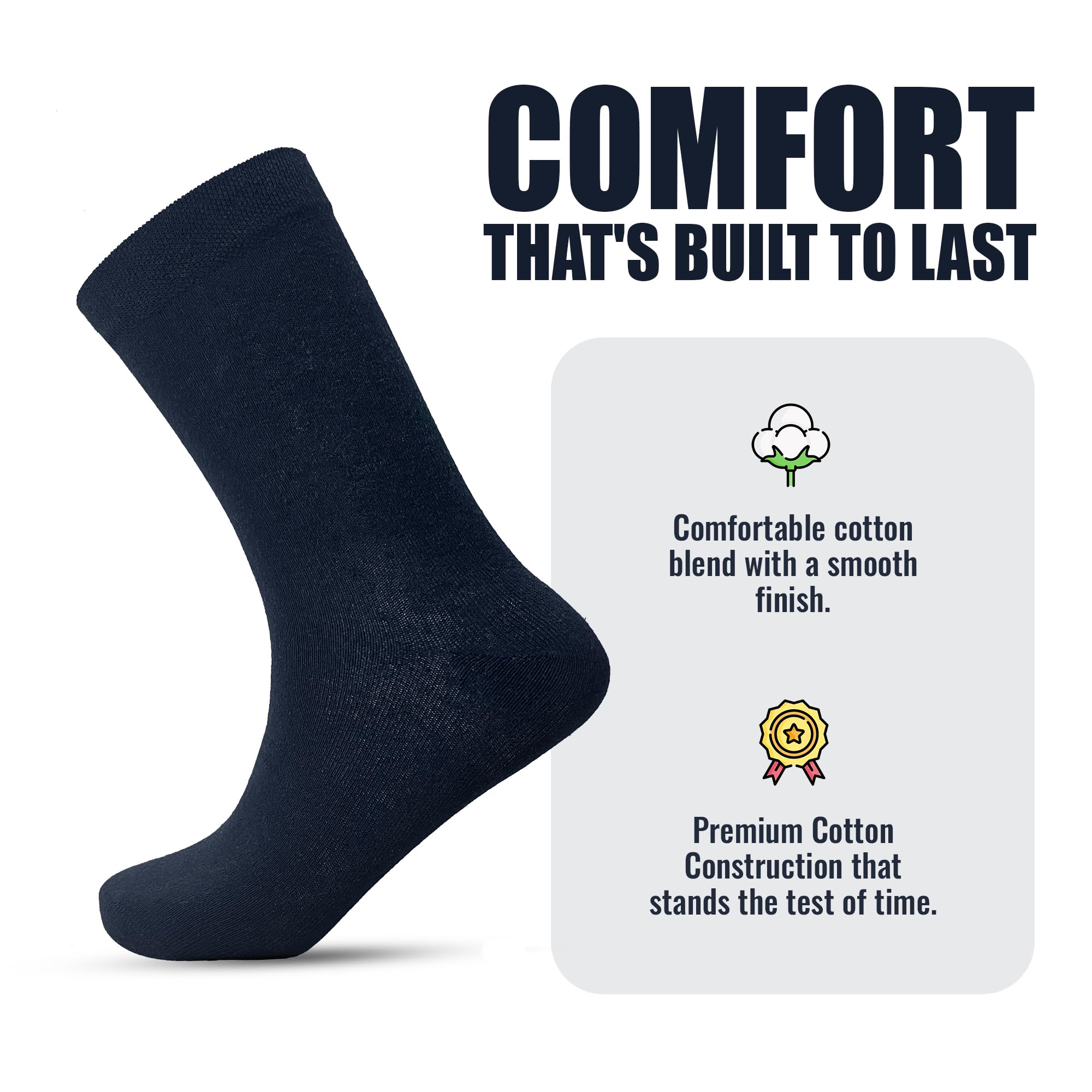 SMG® Men's 12-Pack Cotton Casual Argyle Socks with Contrast Heel & Thin Stripes - Size 6-11 US - Comfortable Dress Socks for Work, Office & Everyday Wear