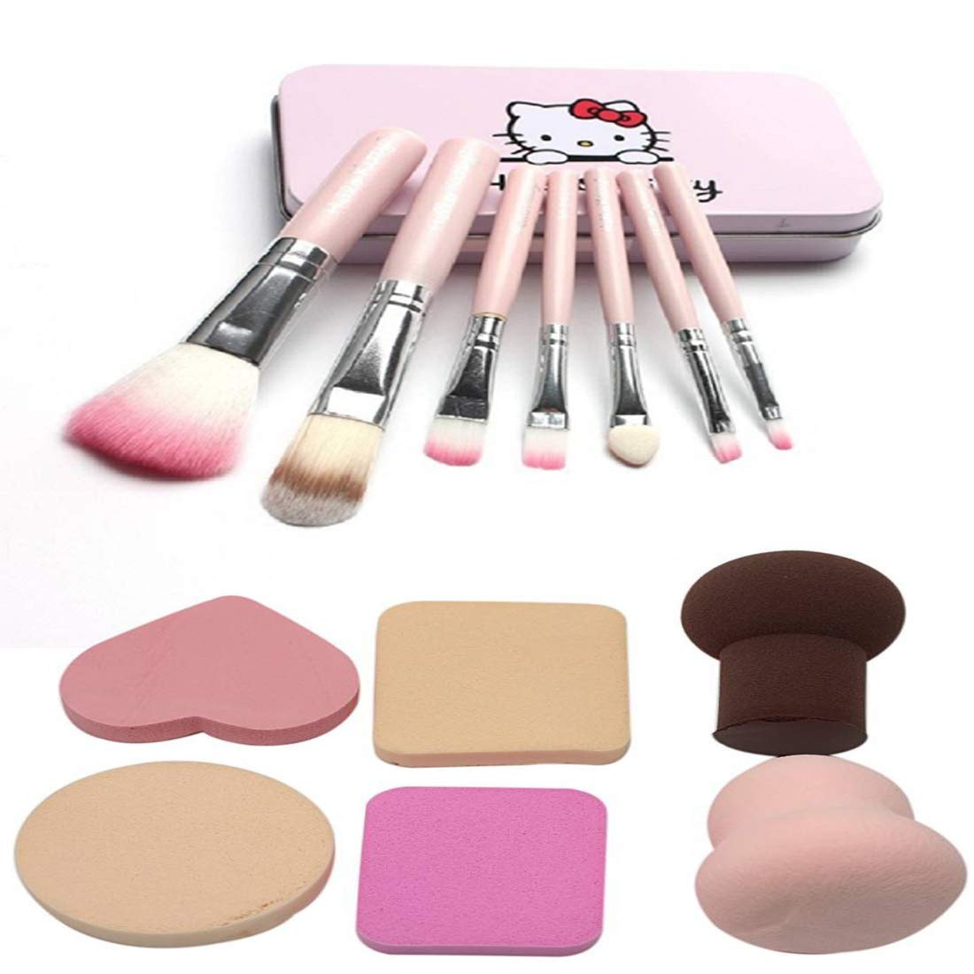 Premium 7-Piece Metal Synthetic Makeup Brush Set - Contour, Blush & 6-in-1 Sponge Brush for Flawless Face Makeup | Professional Cosmetic Tools for Foundation, Powder & Cream Application | Ideal for Daily Use, Travel & Makeup Artists