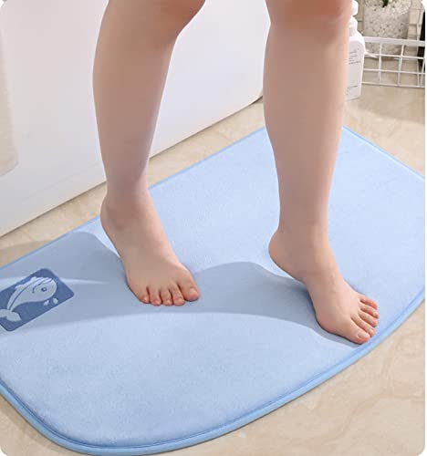 Premium Whale-Shaped Bath Rug Mat - Ultra Soft Memory Foam, Super Absorbent & Anti-Slip Bathroom Floor Mat - Half Moon Design (Light Blue, 50x80cm) for Cozy Bathroom Decor & Safe Shower Experience