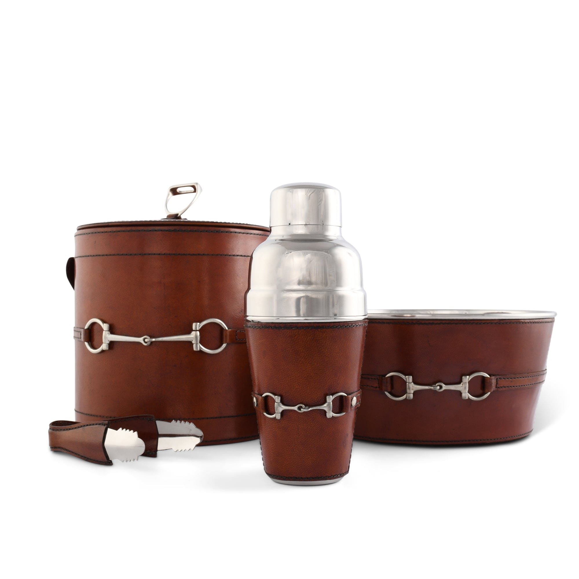 Genuine Leather Snaffle Bit Lidded Ice Bucket - Premium Barware for Whiskey, Bourbon & Wine Chilling - Perfect for Home Bars, Parties & Gifts