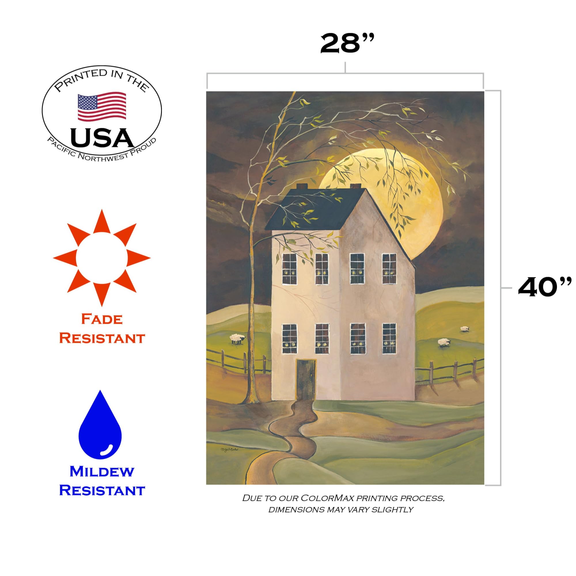 Spooky Hollow House Fall Flag 28x40 Inch - Double Sided Halloween Outdoor Garden Flag for Yard, Farm & Home Decor - Perfect for Autumn Porch, Halloween Party & Seasonal Decoration