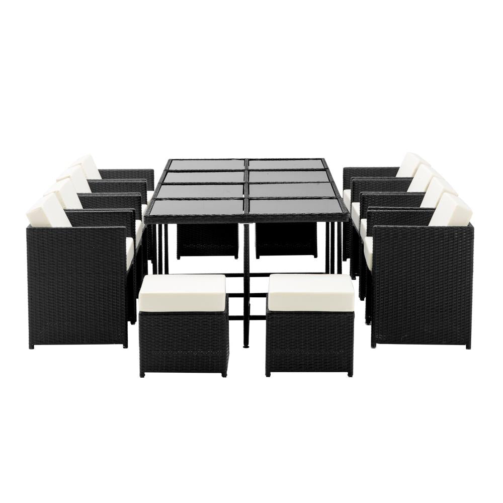 13-Piece Wicker Outdoor Dining Set - Patio Furniture for Garden, Backyard, Poolside & Deck Dining - Rattan Dining Table with Chairs for Outdoor Entertaining
