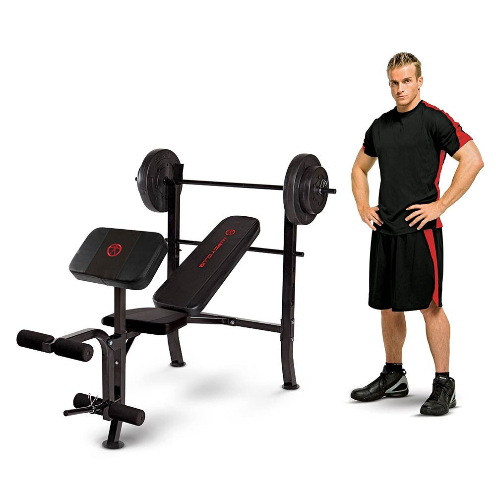 Standard Weight Bench with 80lb Dumbbell Set | MKB 2081 - Home Gym Equipment for Strength Training & Fitness Workouts