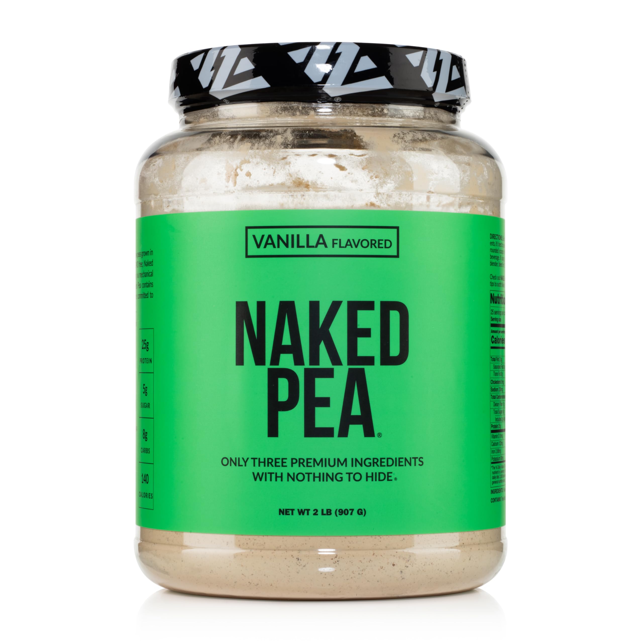 Naked Vanilla Pea Protein Isolate - 100% Pure Plant-Based Vegan Protein Powder from USA, Gluten-Free, Soy-Free, Non-GMO, Only 3 Ingredients (2LB Bag) - Perfect for Smoothies, Baking & Post-Workout Recovery