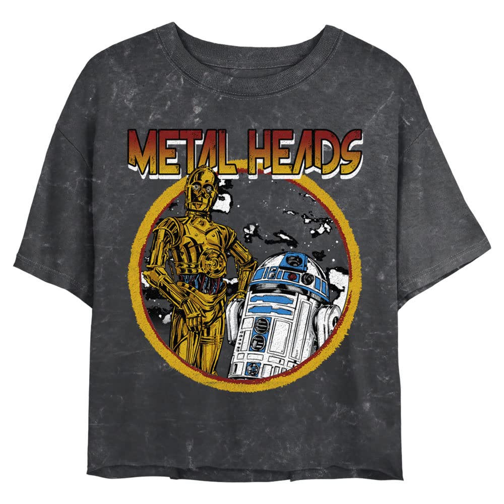 Star Wars Metal Droids Women's Vintage Washed Short Sleeve Crop T-Shirt | Sci-Fi Graphic Tee for Casual Wear & Cosplay | Perfect for Star Wars Fans & Everyday Outfits
