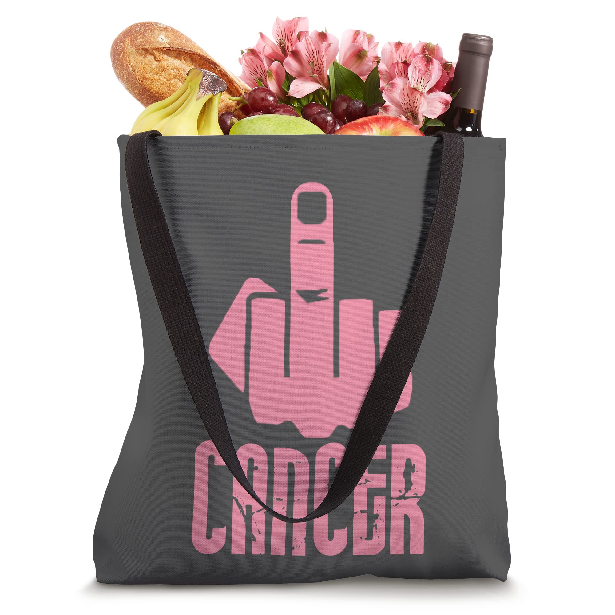 Fight Cancer Middle Finger Tote Bag - Pink Ribbon Awareness Tote for Women, Protest & Support - Perfect for Cancer Survivors, Activists & Awareness Events