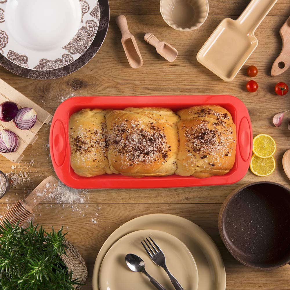 Nonstick Silicone Bread Loaf Pans 2 Pack - 8.9x3.7x2.5 Inch Baking Molds for Homemade Bread, Meatloaf & Banana Bread - Perfect for Oven Baking, Meal Prep & Holiday Cooking