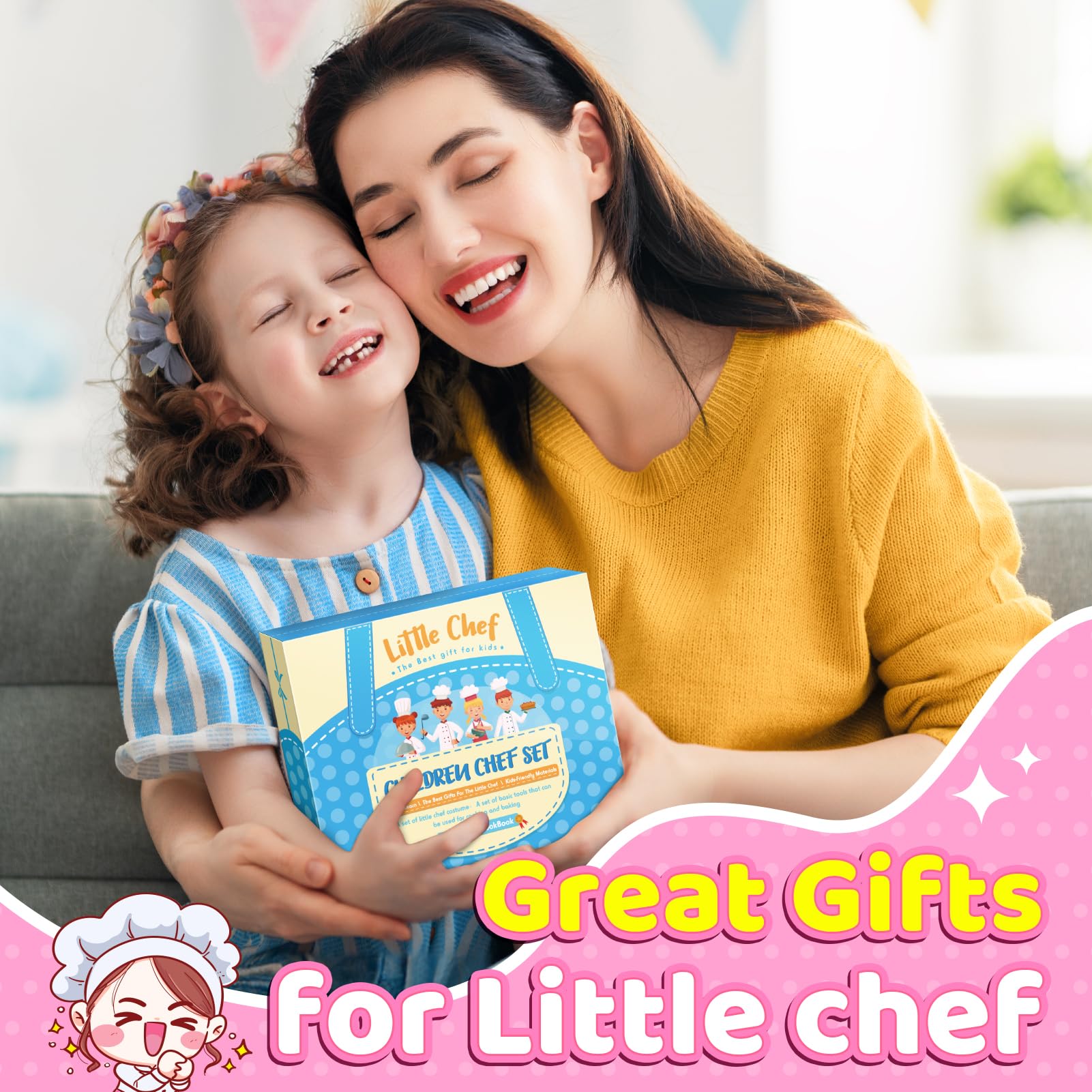 Kids Chef Set - 20Pcs Kitchen Role Play Toys with Apron & Hat for Toddlers 3-8 | Cooking & Baking Gift for Girls