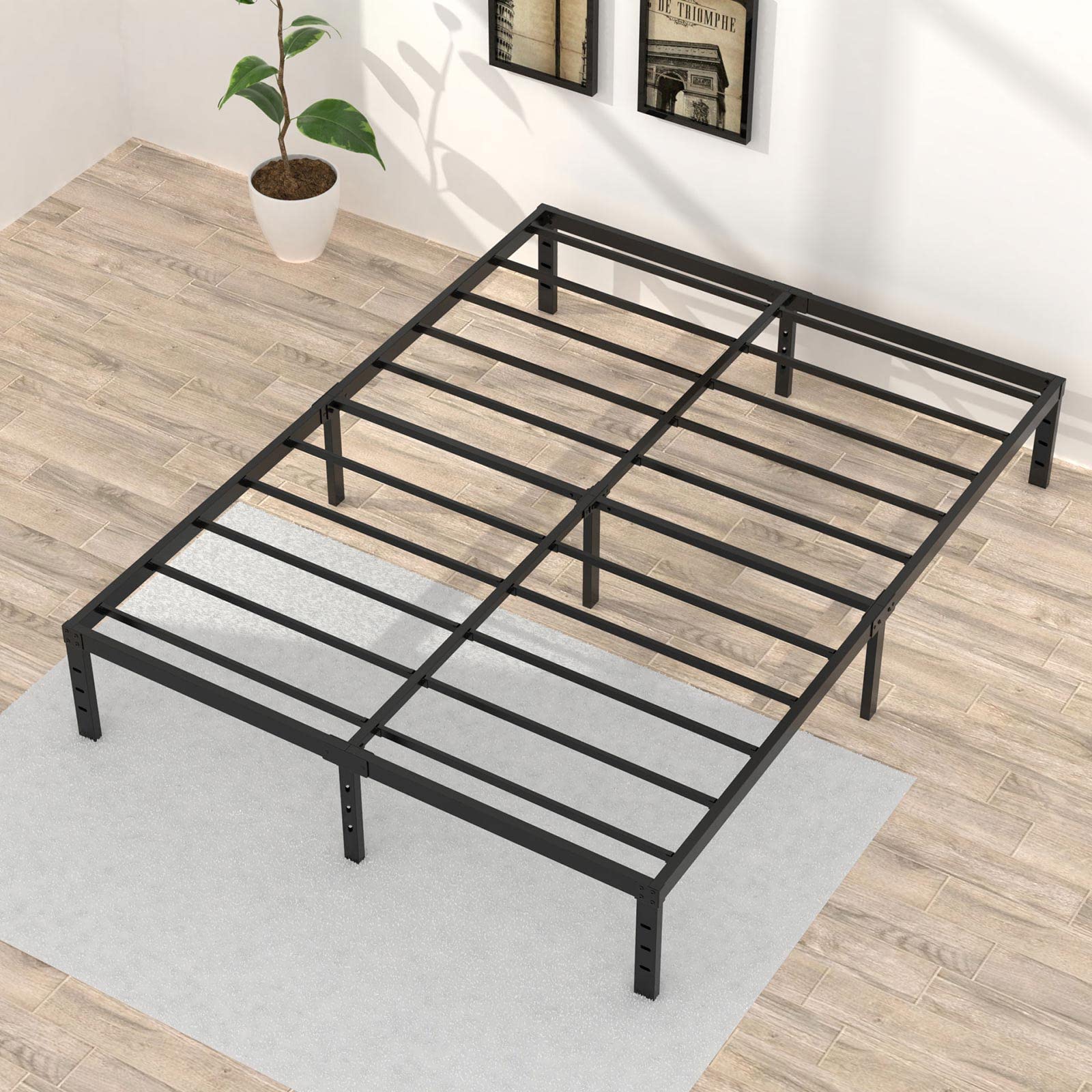 16 Inch Full Size Bed Frame with 14 Inch Storage - Heavy Duty Metal Platform (3,500 lbs Capacity) - No Box Spring Needed - Easy Assembly Mattress Foundation - Perfect for Small Bedrooms, Guest Rooms & Dormitories