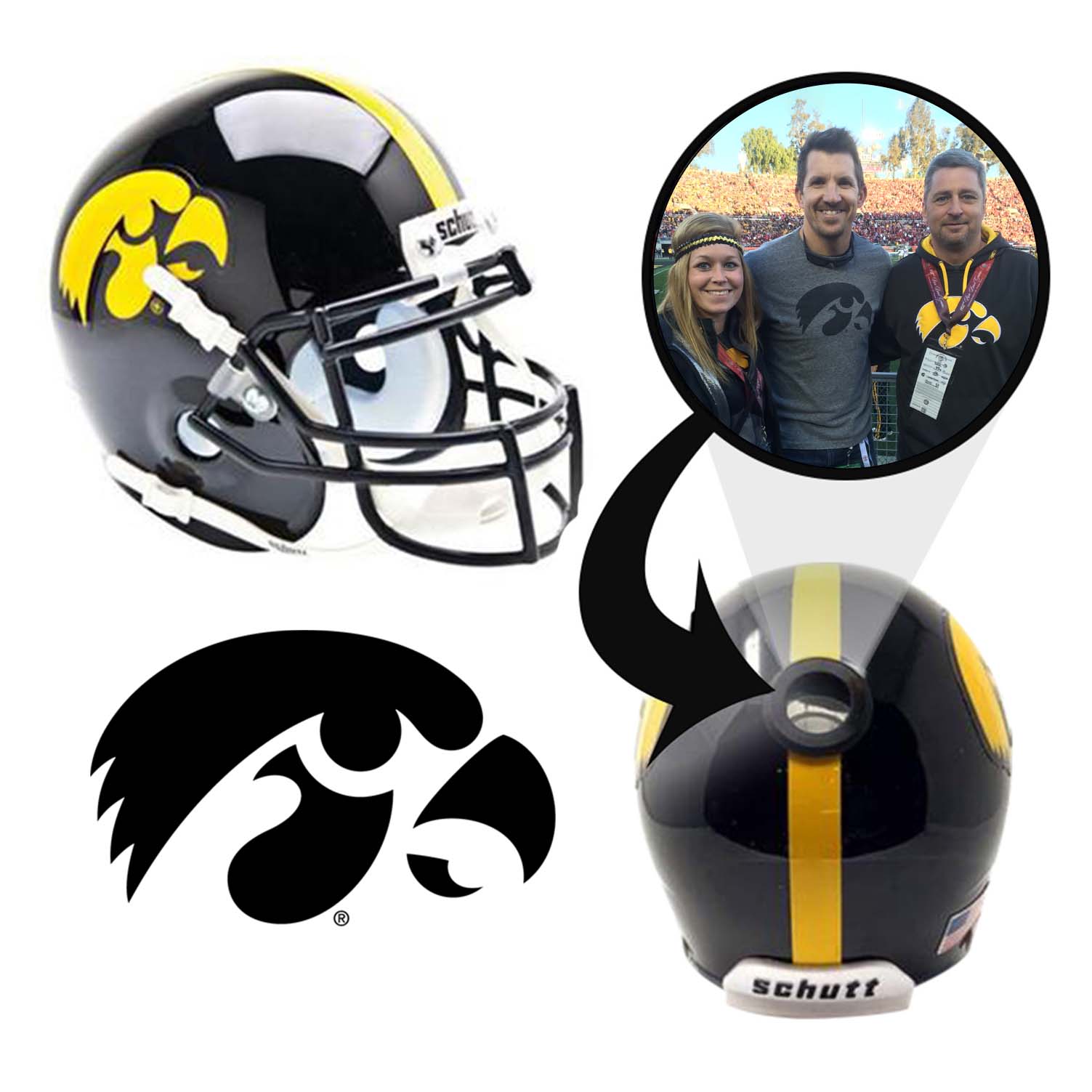 Iowa Hawkeyes College Football Collectible Mini Helmet - Authentic Replica with Display Stand - Perfect for Fans, Memorabilia Collectors & Game Room Decor