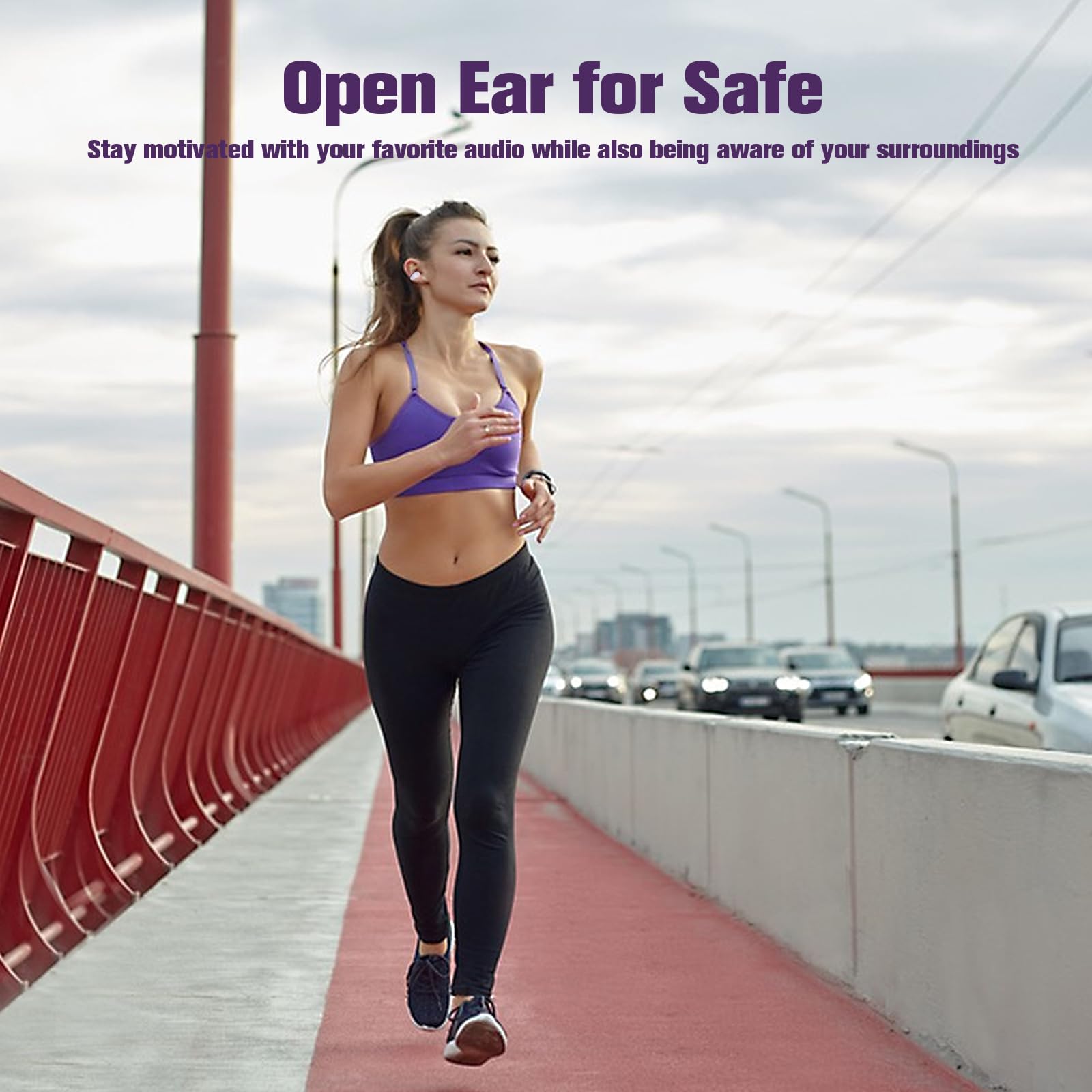 Wireless Bluetooth Clip-On Open Ear Headphones with Mic - Bone Conduction Technology for Sports, Running, Cycling & Work - Comfortable Lightweight Headset for All-Day Use