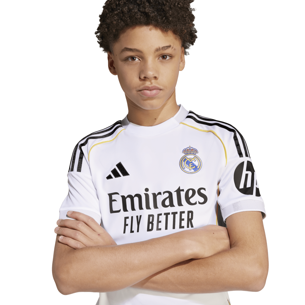 Official Real Madrid Youth Home Jersey 2025-2026 Season - Authentic Football Kit for Kids & Teens - Perfect for Matches, Training & Fan Support