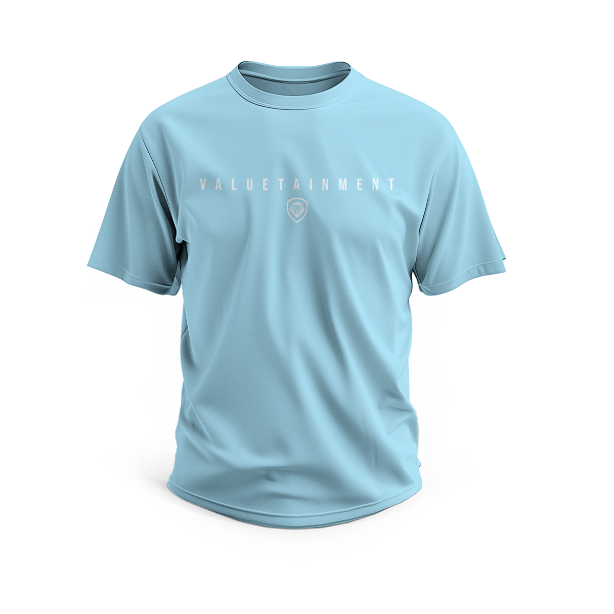 Valuetainment Premium Carolina Blue Curved Hem Short Sleeve T-Shirt for Men - Comfortable Casual Tee for Summer Outfits, Streetwear & Everyday Wear