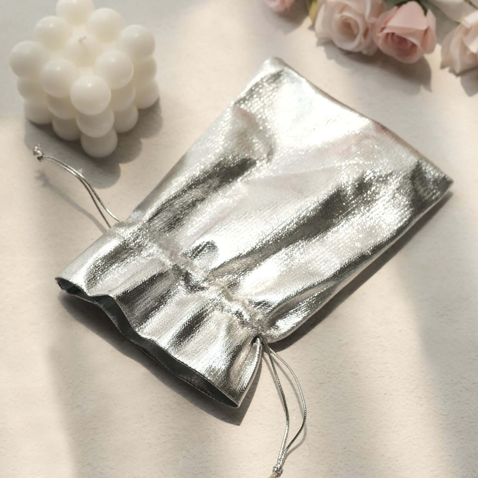 Efavormart 10 Pack Metallic Silver Lame Polyester 5