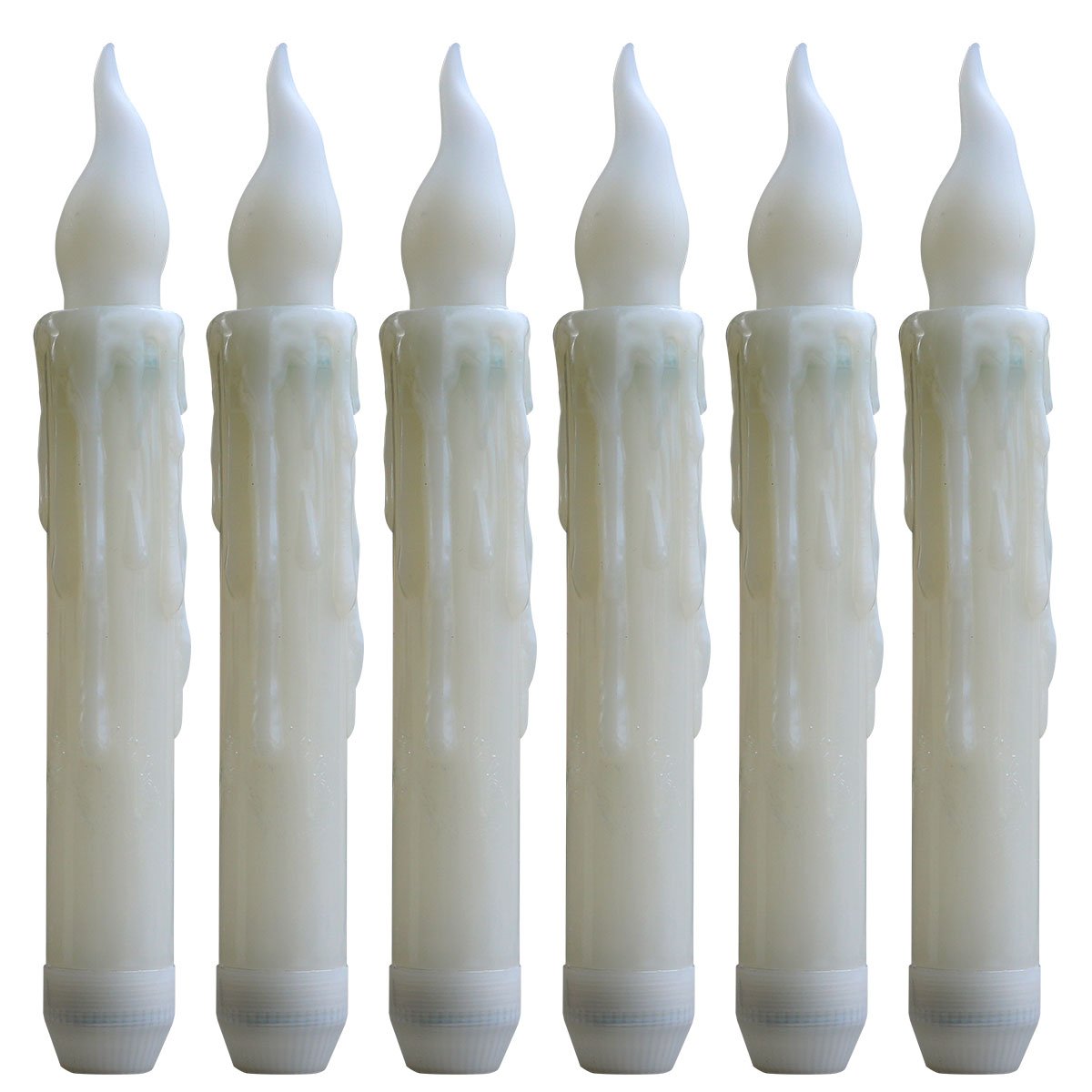 AMZBeauty 6/12 Pack Flameless LED Taper Candles with Timer - Battery Operated Pillar Candles for Halloween, Christmas, Thanksgiving, Wedding Decor & Home Centerpiece