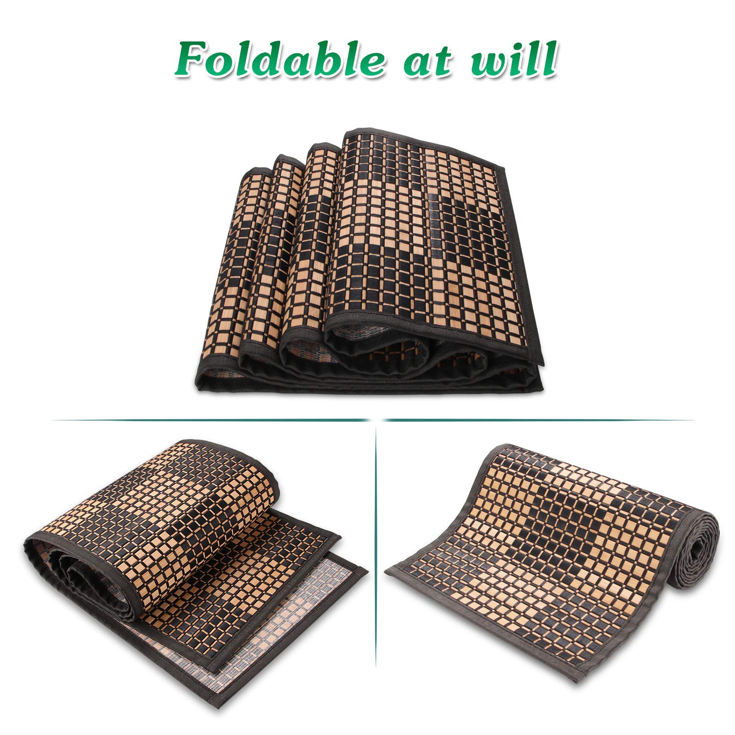 Eco-Friendly Bamboo Placemats & 108-Inch Farmhouse Table Runner Set - Black Kitchen Dining Table Decor for Rustic & Modern Home Entertaining