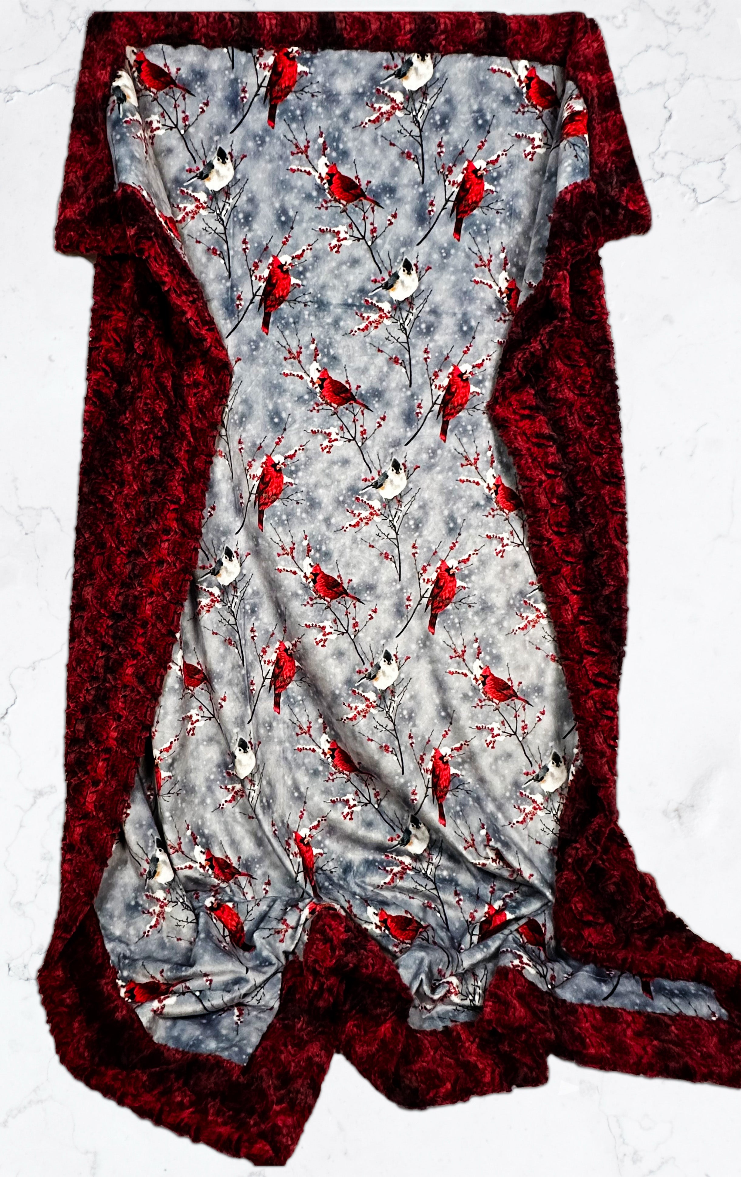 Cardinal Sparrow on Paloma Rocket - Soft Adult Large Blanket 55x75 Inches - Cozy Throw for Bed, Couch & Outdoor Picnics