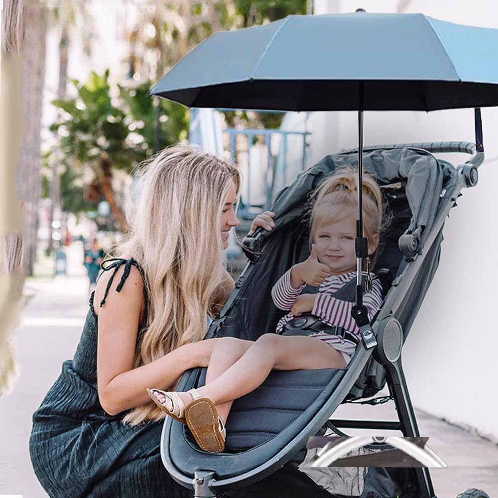 Nakazawa Universal Baby Stroller Sun Shade - UV Protection Waterproof Umbrella with Clip for Strollers, Bikes & Trolleys - Sky Blue | Perfect for Outdoor Walks, Park Visits & Beach Trips