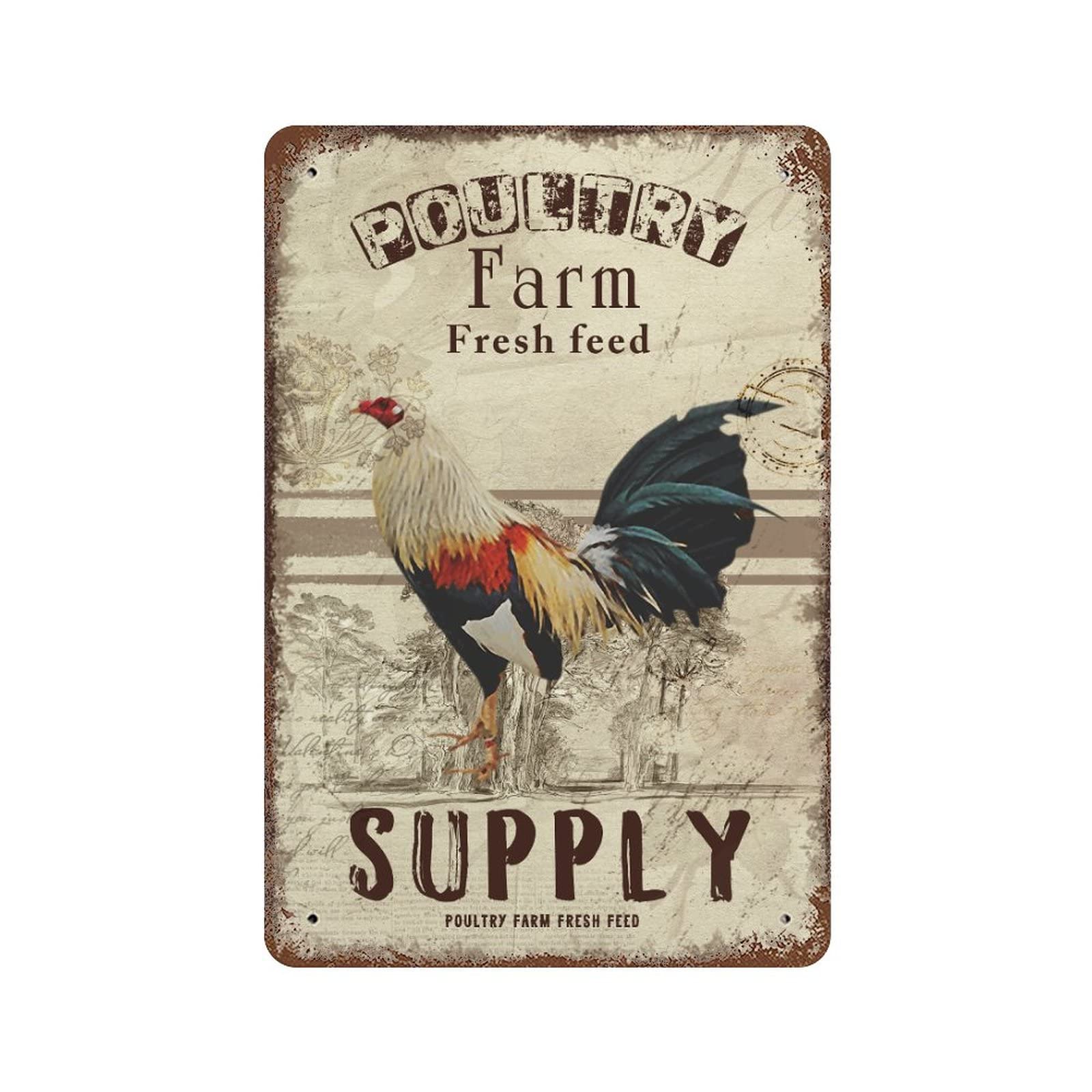 Vintage Metal Chicken Coop Sign - Custom Rooster & Poultry Farm Decor - 8x12 Inch Rustic Tin Wall Art for Home, Bar, or Outdoor Decor - Perfect for Farmhouse, Kitchen, or Man Cave Wall Hanging