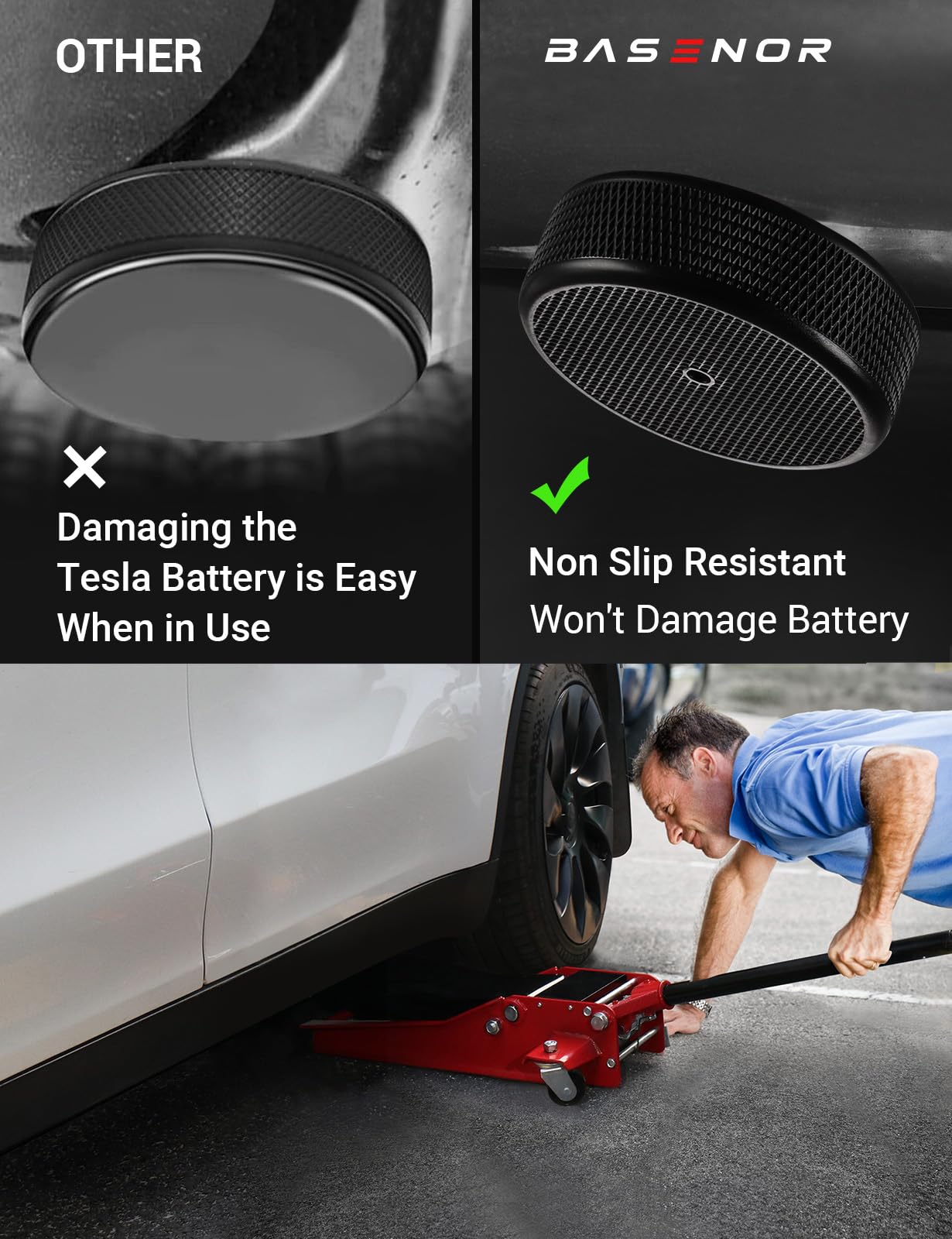 BASENOR Tesla Model 3 & Y Jack Pad & Armrest Hidden Storage Box - Premium Accessories for Tesla Owners | Perfect for Road Trips & Car Organization
