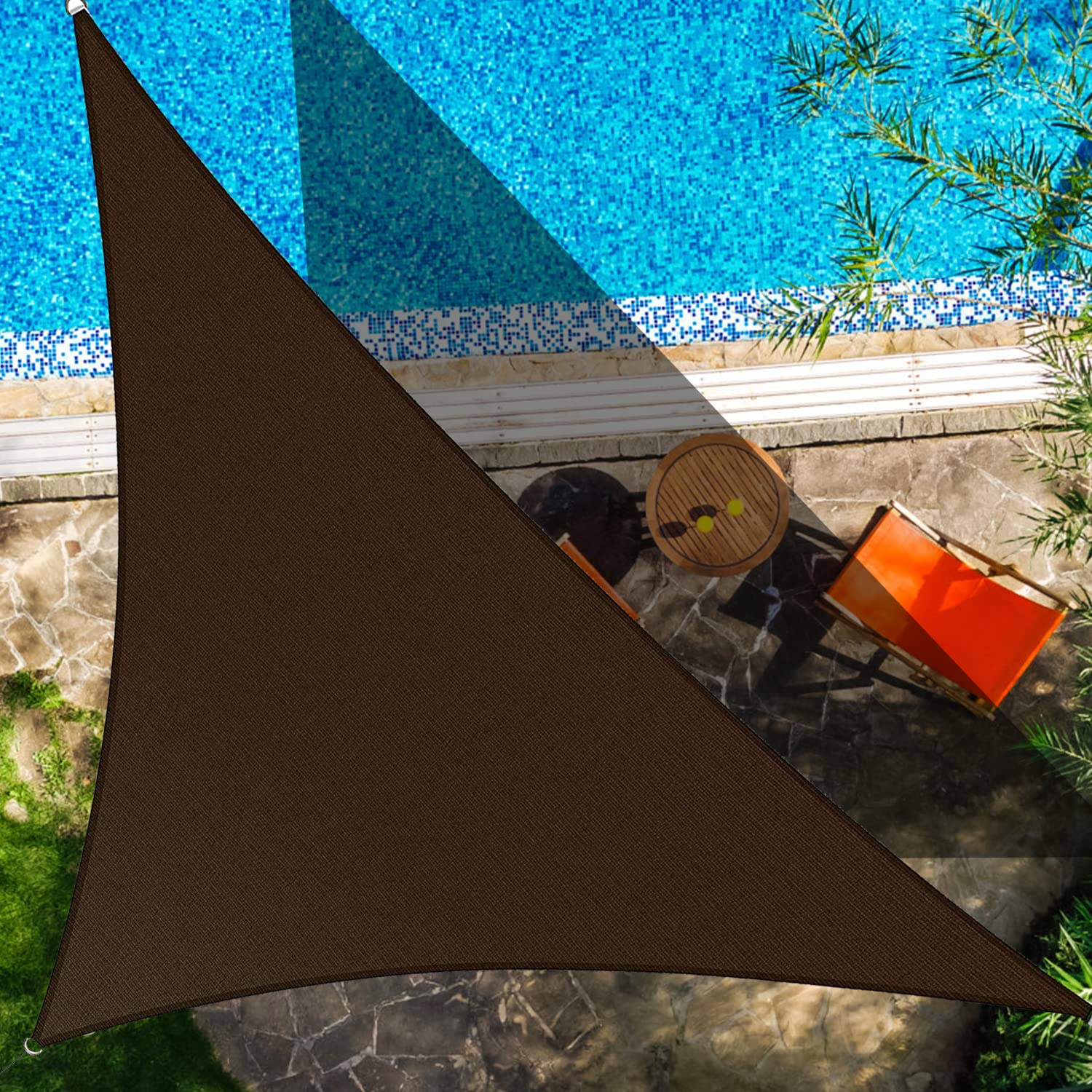 CIELO COLORIDO 18' x 20' x 26.9' Right Triangle Brown Sun Shade Sail - 96% UV Block, Water & Air Permeable, Commercial Grade, Custom Sizes Available - Perfect for Patio, Pool, Garden & Outdoor Shade Protection