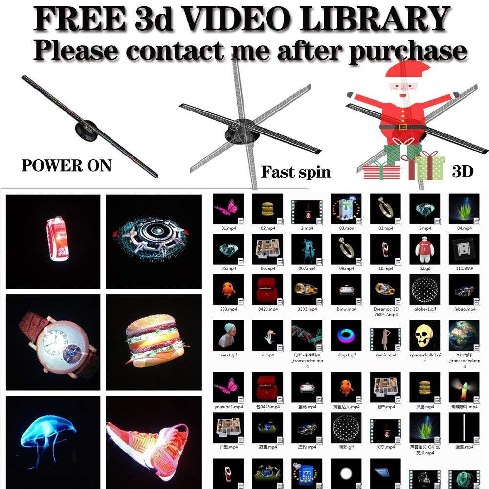 MQL-HDX 43CM 3D Holographic Fan Display - Electric Rotating LED Advertising Light for Business Promotion, Retail Stores & Events - Eye-Catching Hologram Projector for Product Showcase and Brand Marketing